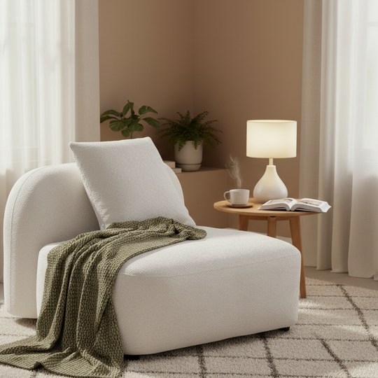 Chauffeuse SKLUM Coco en tissu chenille épais blanc