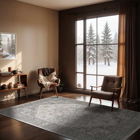Tapis Vintage Oriental Gris/Blanc Mendoza