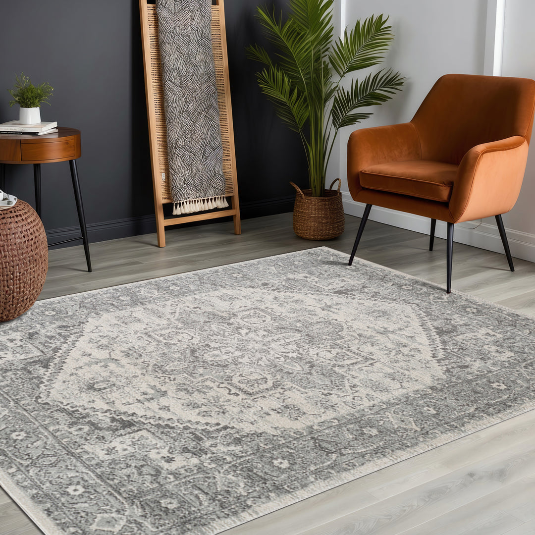 Tapis Vintage Oriental Gris/Blanc Mendoza