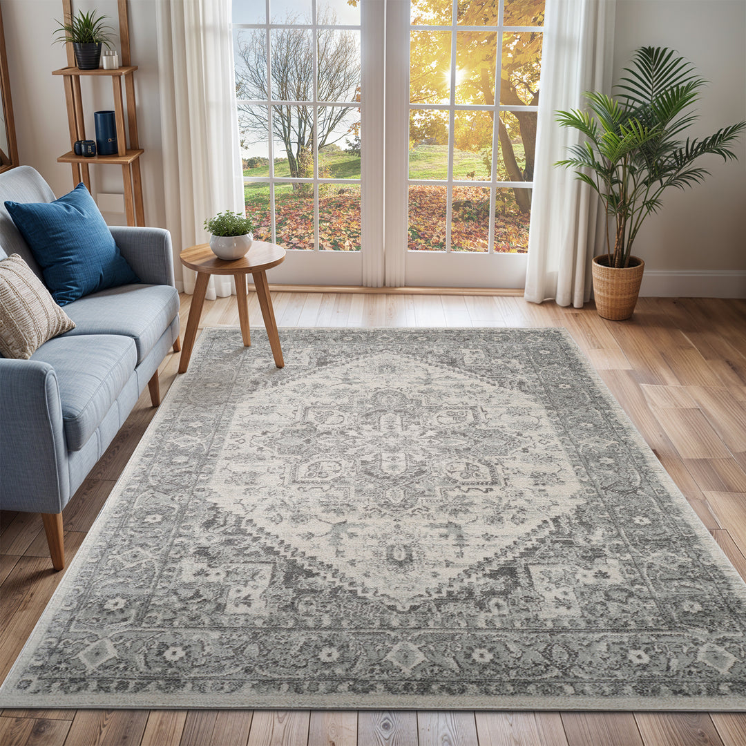 Tapis Vintage Oriental Gris/Blanc Mendoza