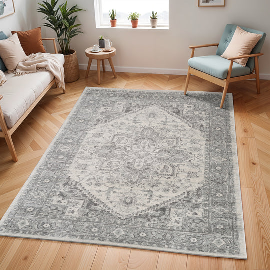 Tapis Vintage Oriental Gris/Blanc Mendoza