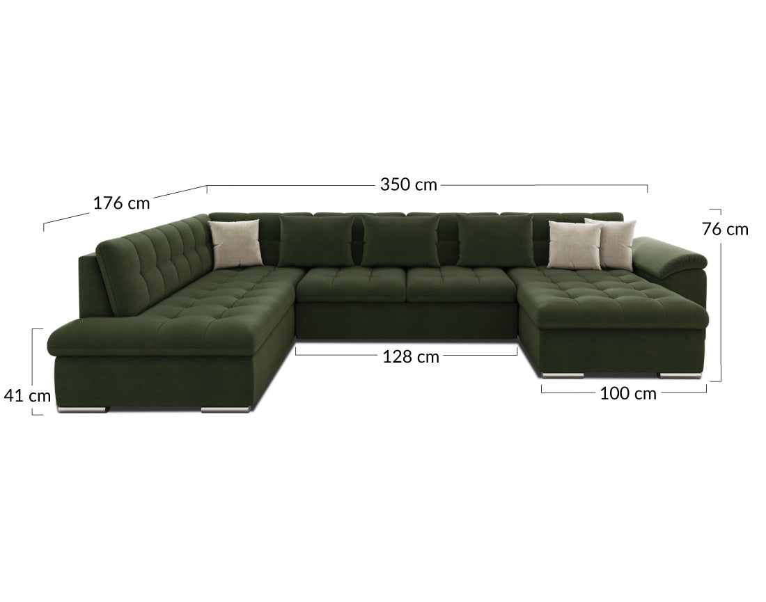 Canapé panoramique d'angle gauche XX BESTMOBILIERL convertible avec coffre 7 places - noir / gris — photo produit