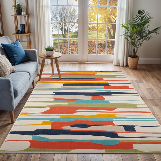 Tapis Scandinave Moderne Multicolore/Orange Houston