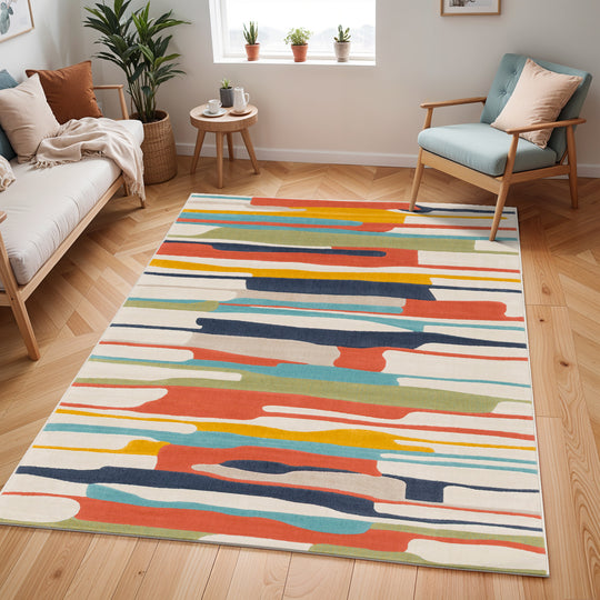 Tapis Scandinave Moderne Multicolore/Orange Houston