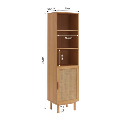 Colonne de rangement DRAWER June en bois et cannage H190cm