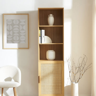 Colonne de rangement DRAWER June en bois et cannage H190cm