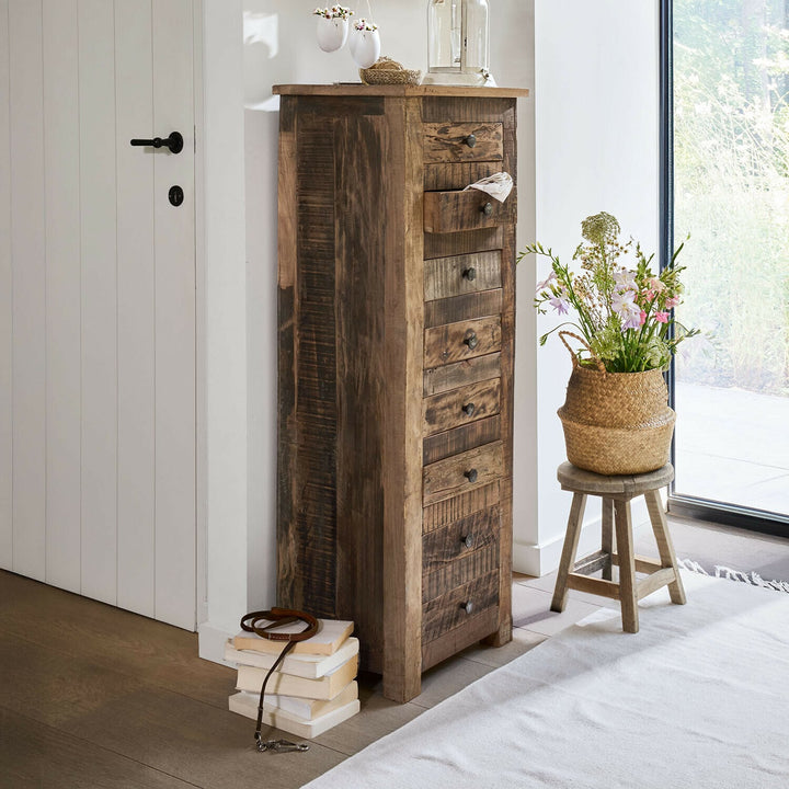 Commode LOBERON Turell 7 tiroirs bois recyclé