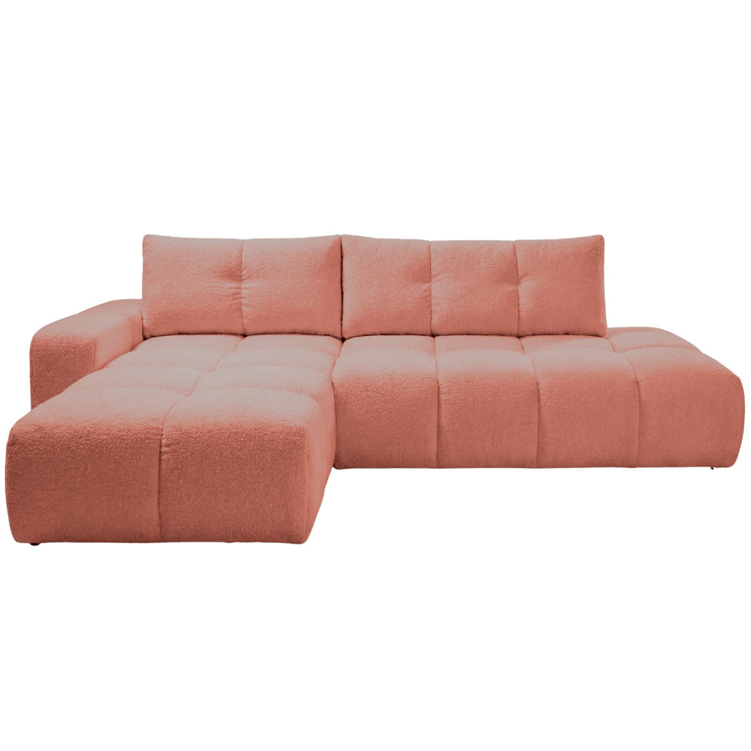 Canapé d'angle droit convertible CASANOVA Constance en tissu chenille terracotta — photo produit