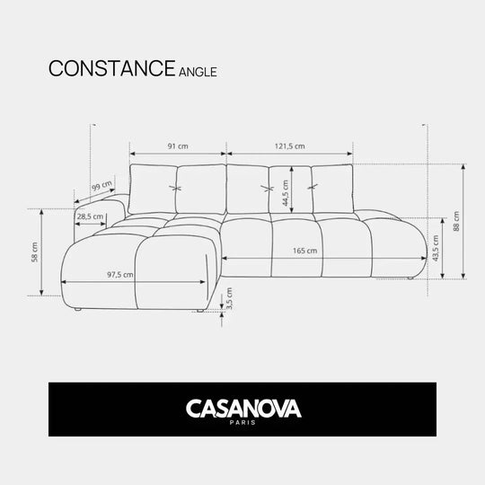 Canapé d'angle droit convertible CASANOVA Constance en tissu chenille terracotta — photo produit