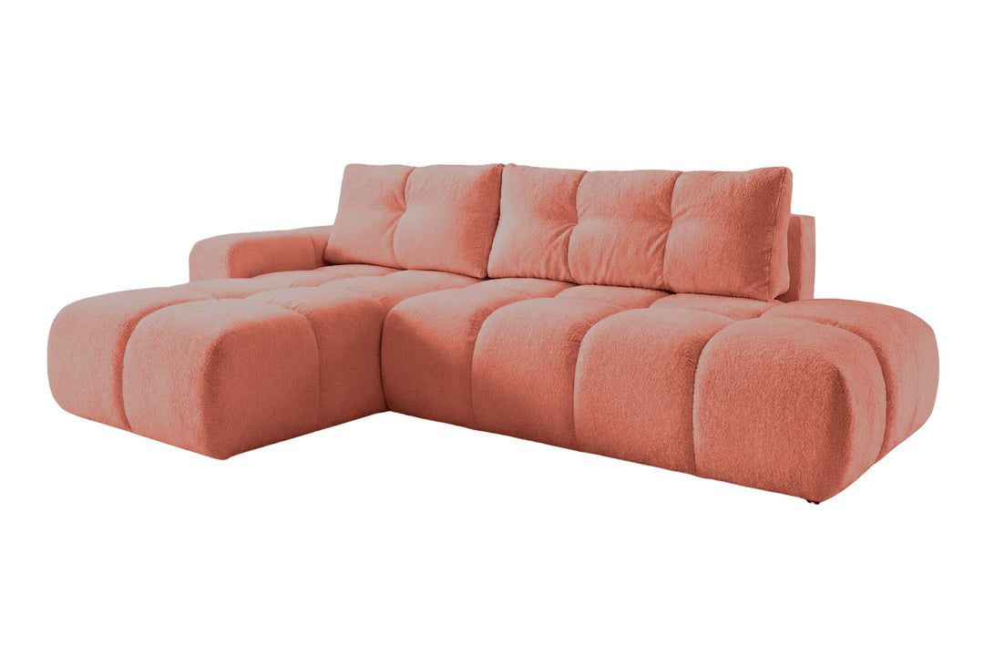 Canapé d'angle droit convertible CASANOVA Constance en tissu chenille terracotta — photo produit