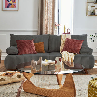 Canapé Cristal 3 places BESTMOBILIER - convertible en velours côtelé gris