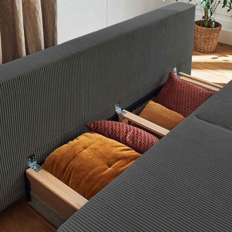 Canapé Cristal 3 places BESTMOBILIER - convertible en velours côtelé gris