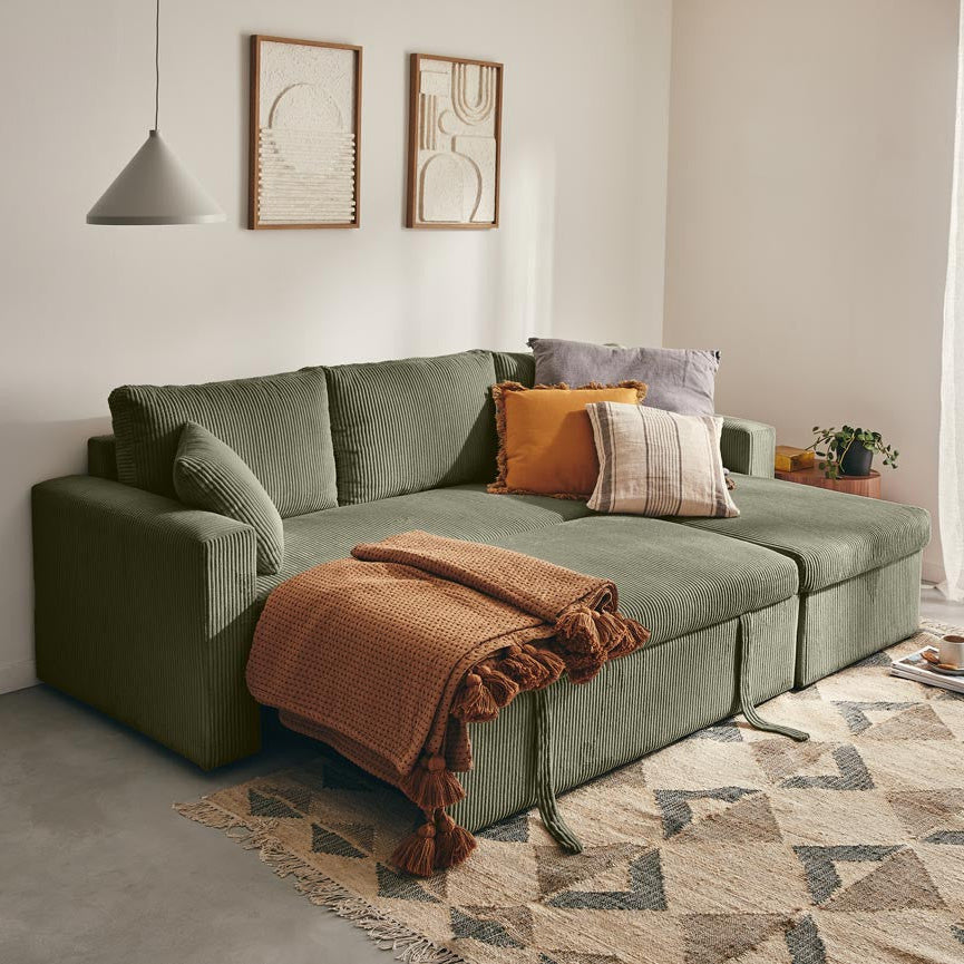 Canapé d'angle réversible 4 places CYRUS BESTMOBILIER vert — photo produit