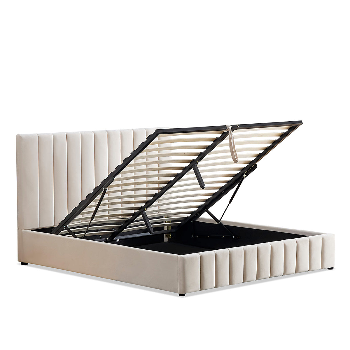 Lit coffre BELLECOUR Trocadéro en velours beige