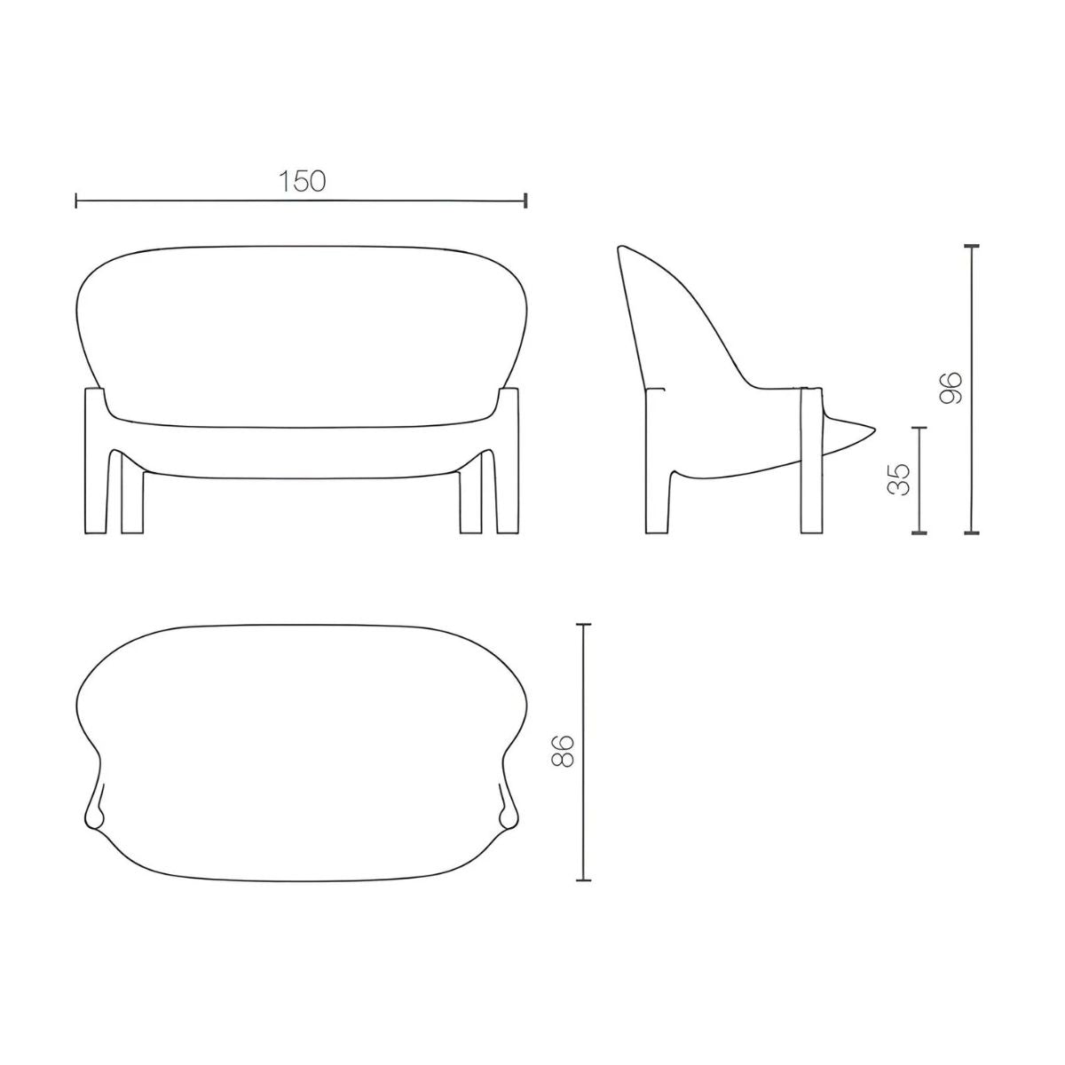 Canapé extérieur designer Serralunga Balzac noir
