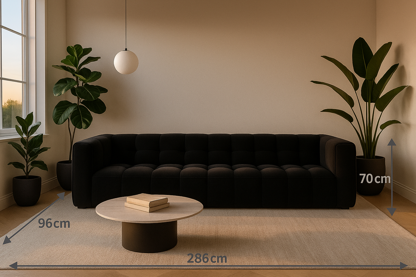 Canapé 4 places SERENA Micadoni 4 places velours noir