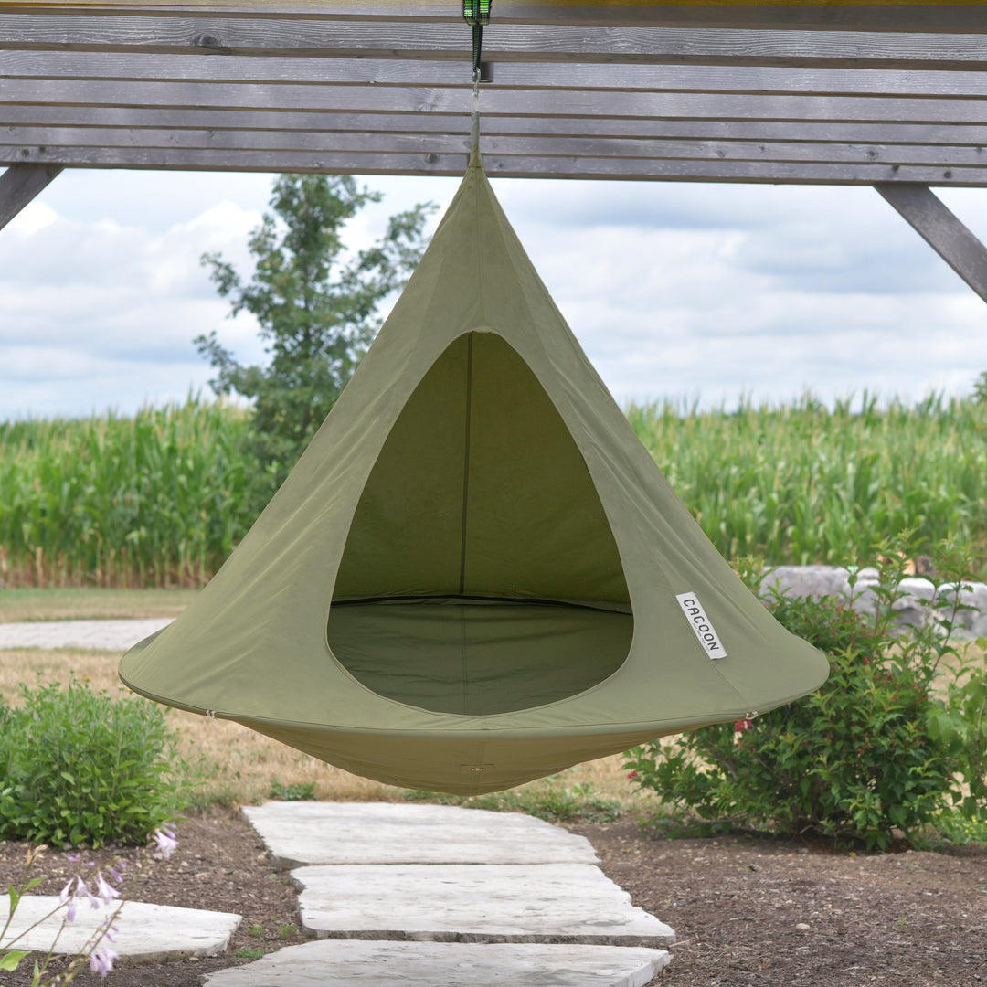 Tente de hamac suspendu VIVERE Double cacoon vert kaki avec moustiquaire — photo produit