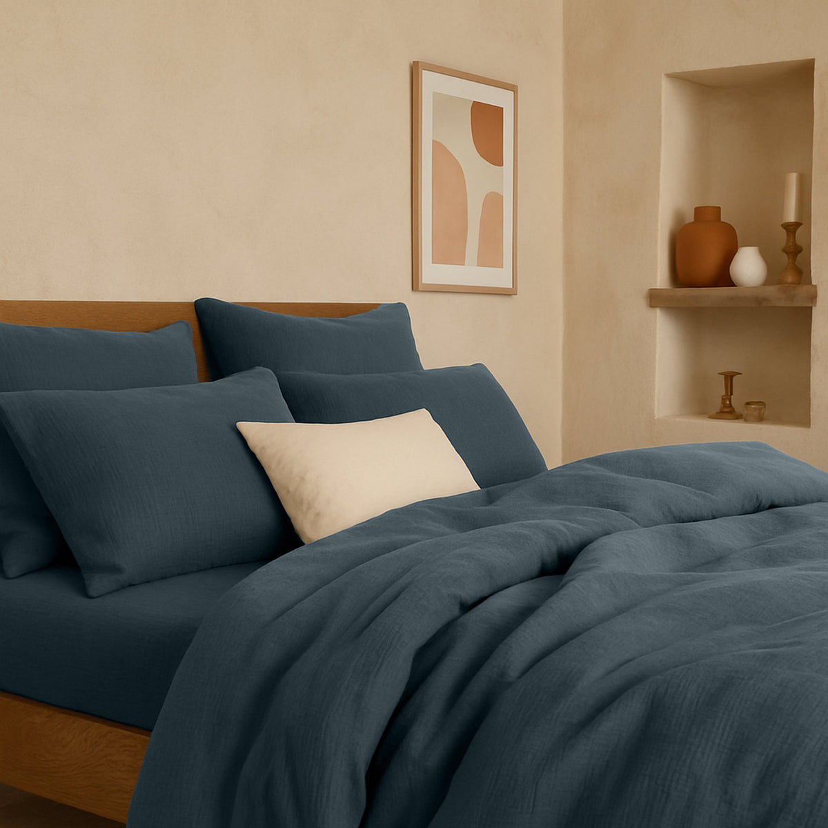 Drap housse Bâton Rouge en double gaze de coton, bonnet 30 cm