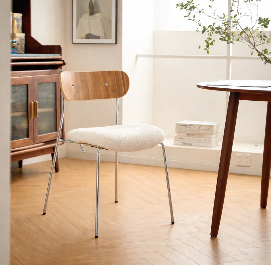 Lot de 2 chaises industrielles Nordlys en métal et bouclettes blanc LINCOLN