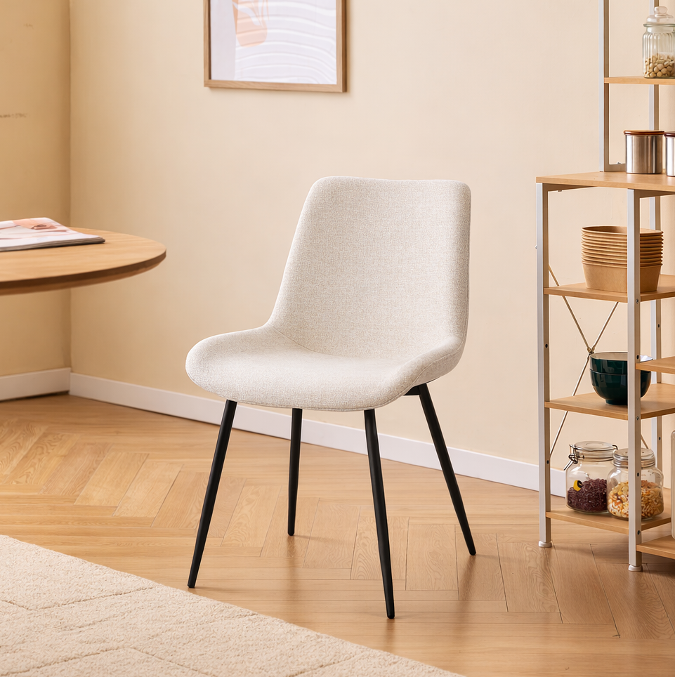 Lot de 2 chaises Nordlys en métal et tissu beige KOGE
