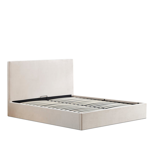 Lit coffre Némésis en velours beige