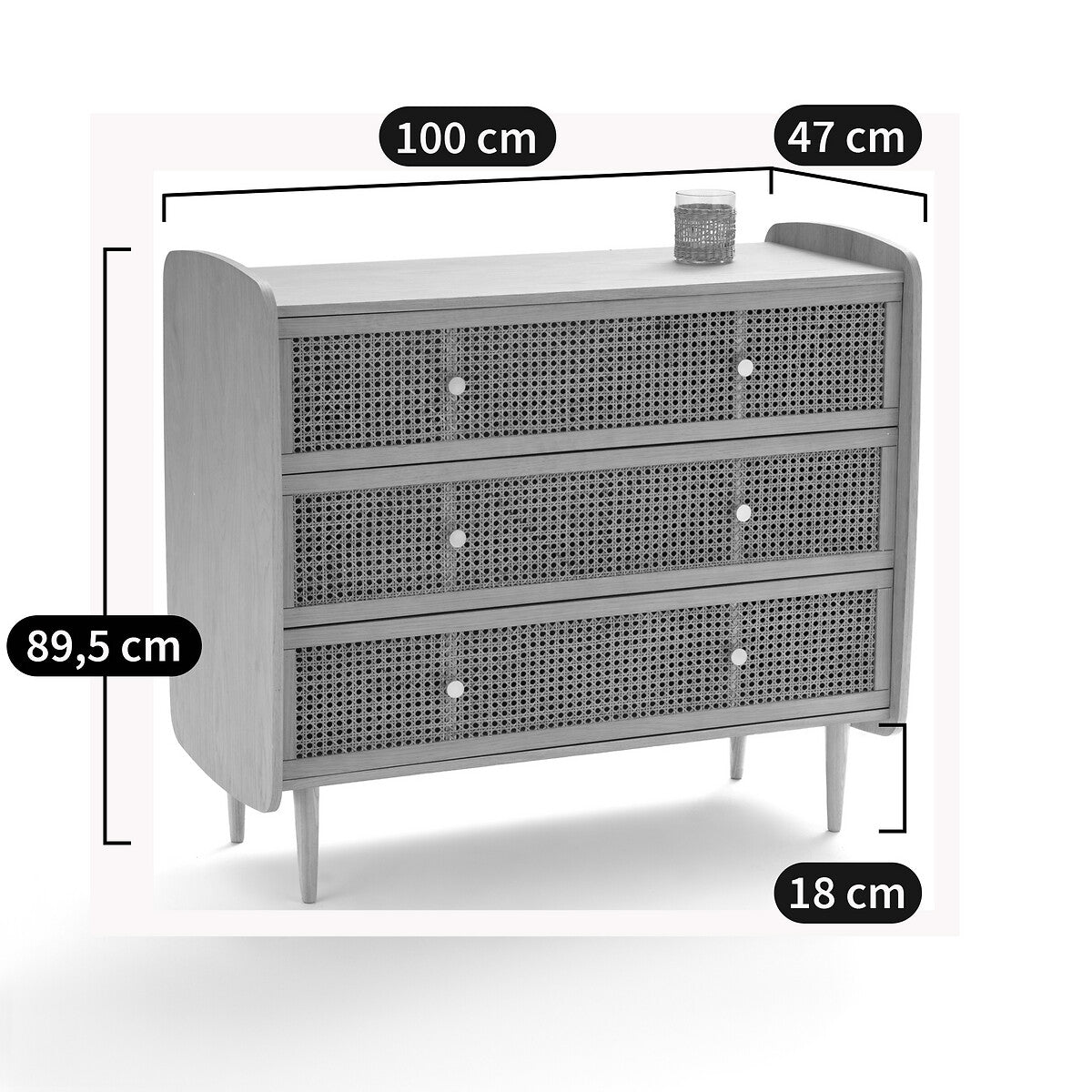 Commode 3 tiroirs en cannage Tempa La Redoute Interieurs
