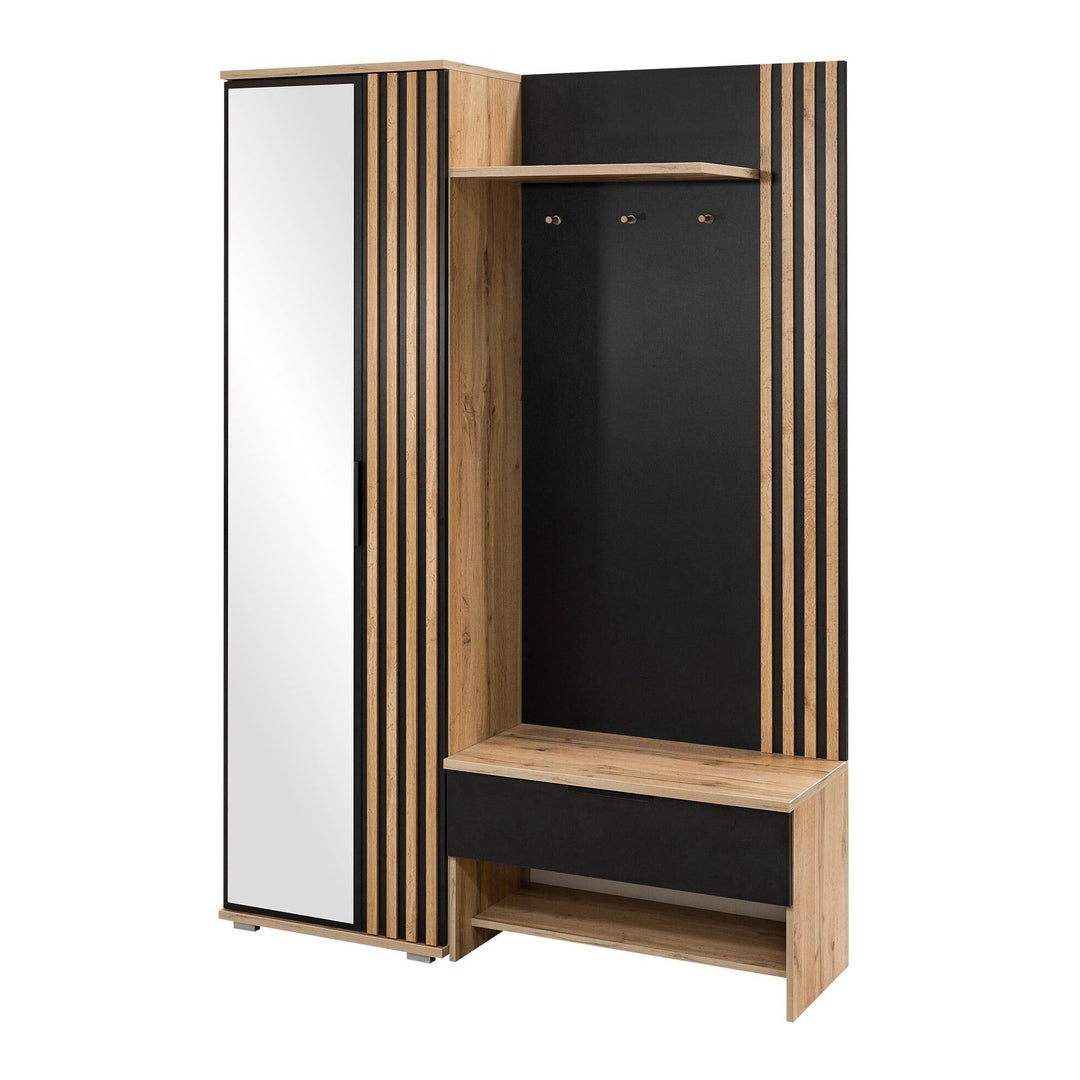 Meuble d'entrée MOBILIER 1 Honolulu 161 (Noir et Chêne wotan)