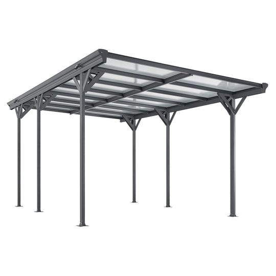 Carport JUSKYS toit plat 5x3m en aluminium gris anthracite
