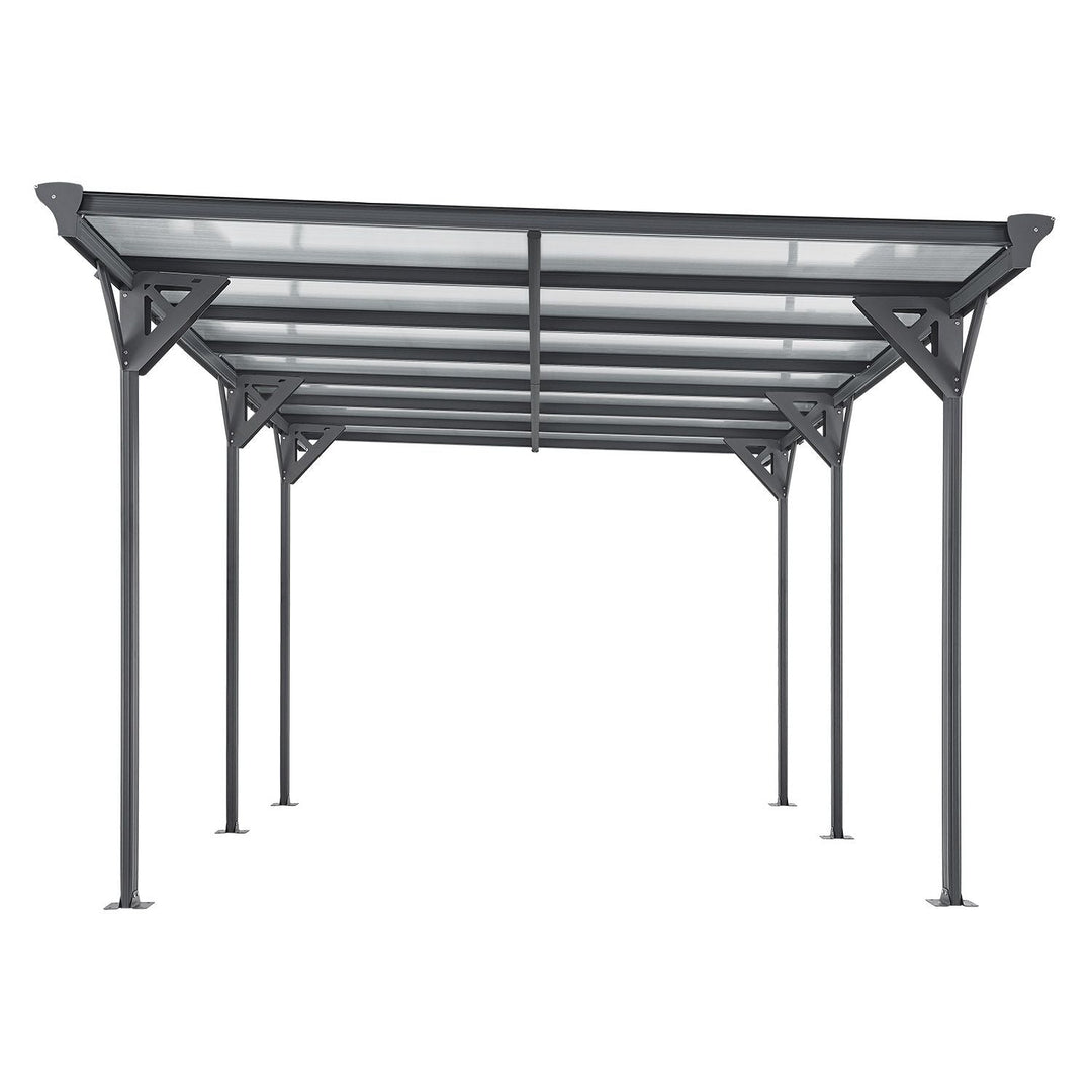 Carport JUSKYS toit plat 5x3m en aluminium gris anthracite