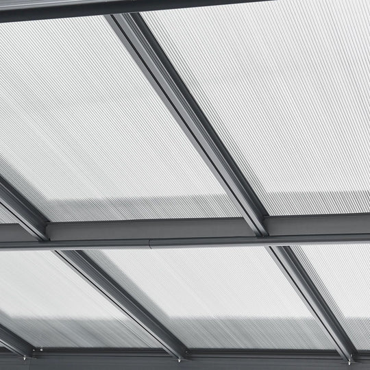 Carport JUSKYS toit plat 5x3m en aluminium gris anthracite