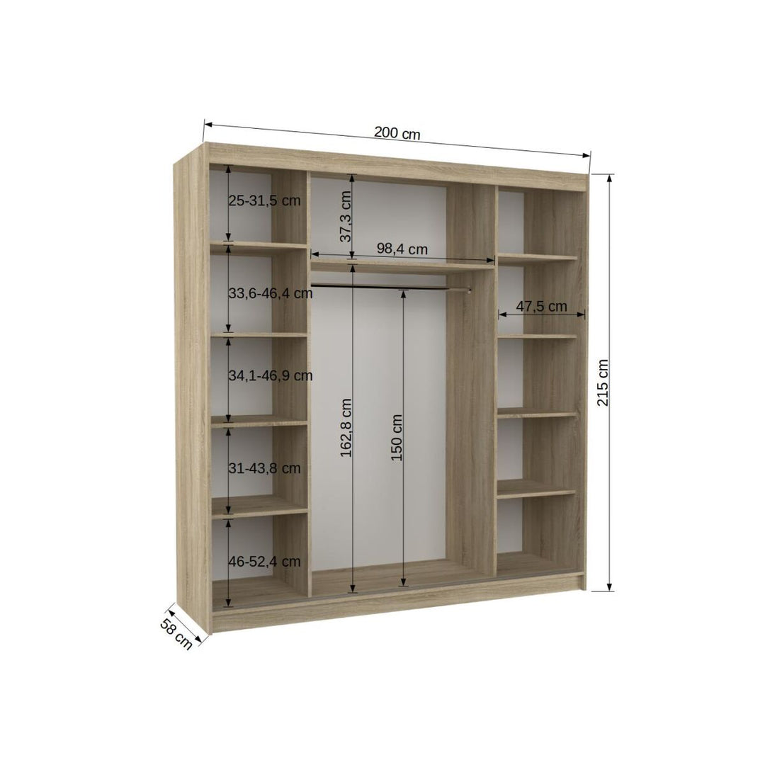 Armoire LES TENDANCES Dalia 200 cm 2 portes miroir blanc