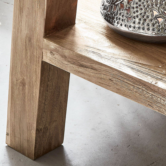 Meuble double vasque LOBERON teck et pierre naturelle