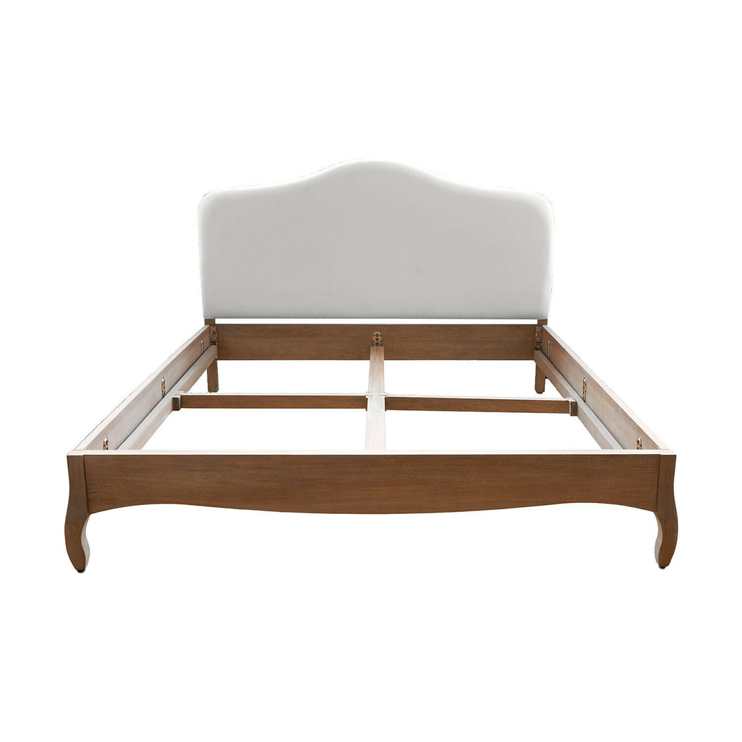 Lit double 180x200cm LOBERON Seraluna en bois de manguier et lin
