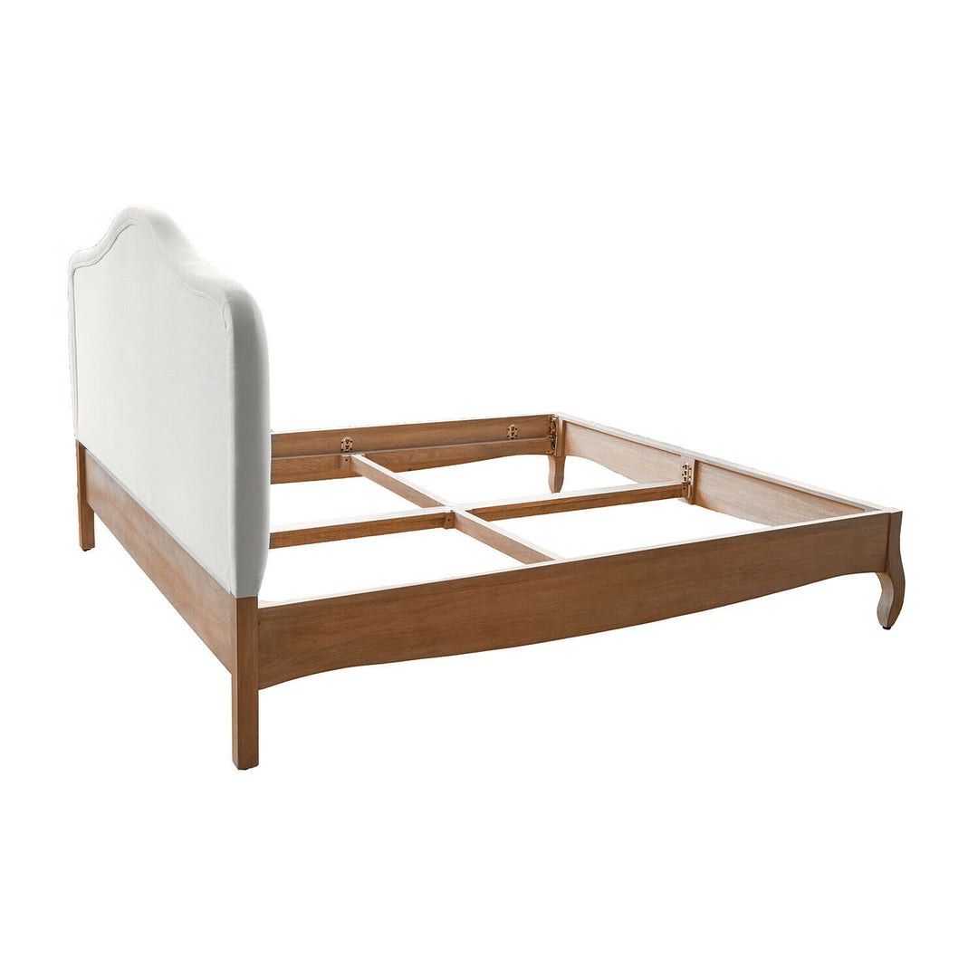Lit double 180x200cm LOBERON Seraluna en bois de manguier et lin