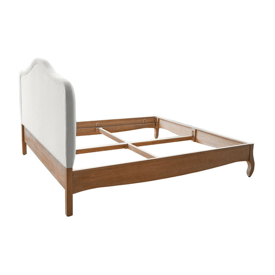 Lit double 180x200cm LOBERON Seraluna en bois de manguier et lin