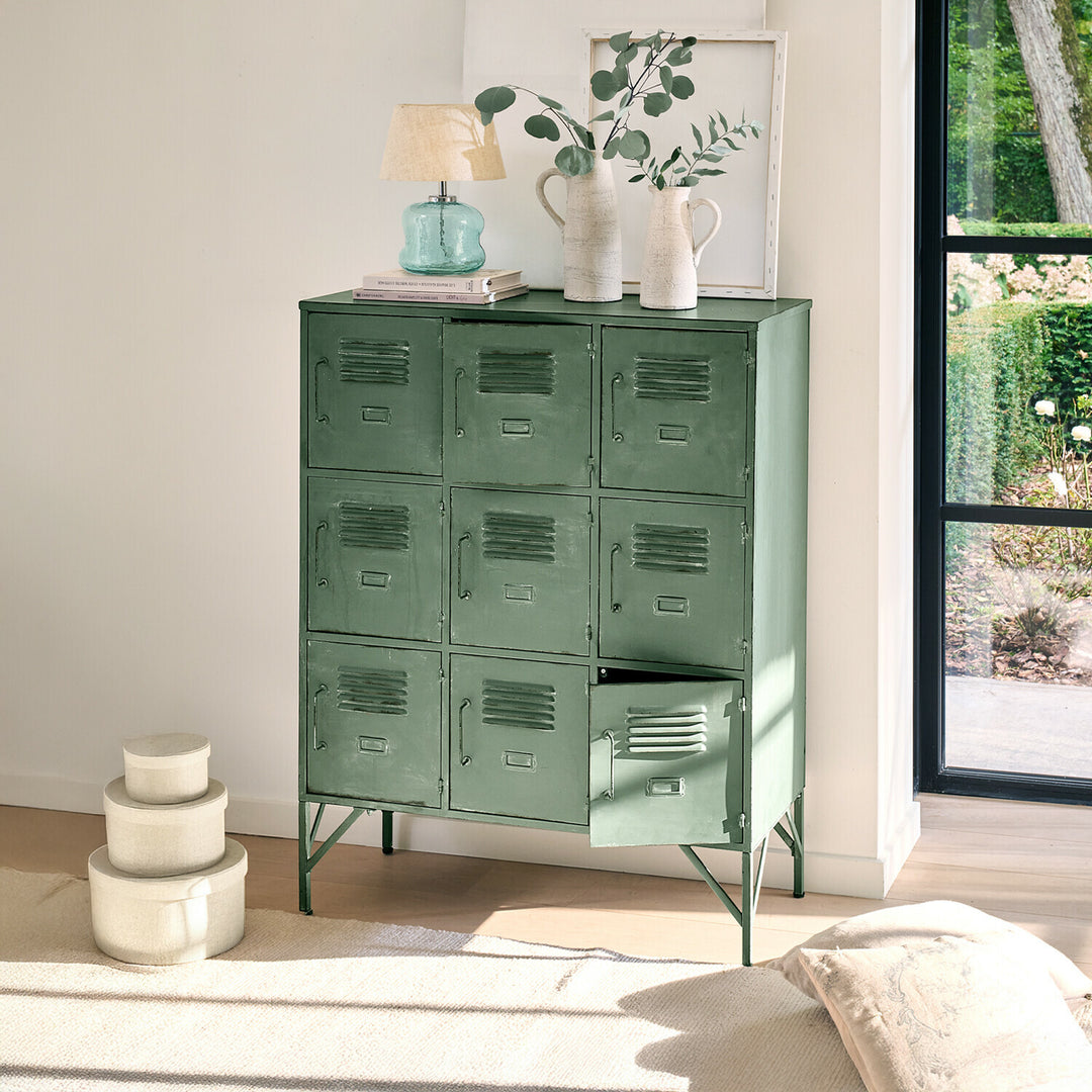 Armoire style industriel URILLAC vert vieilli