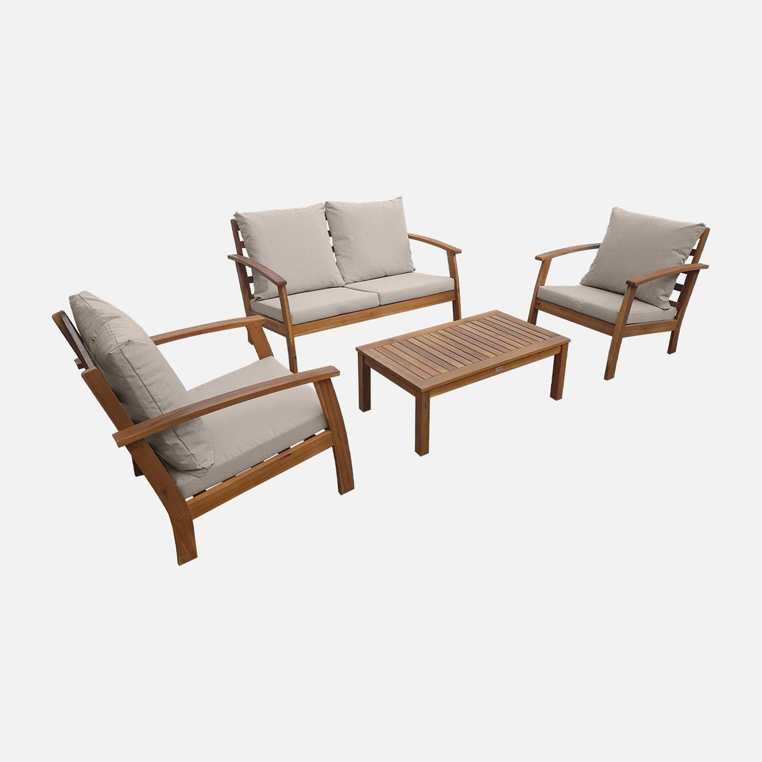 Salon de jardin SWEEEK Ushuaia bois d'acacia 4 places beige