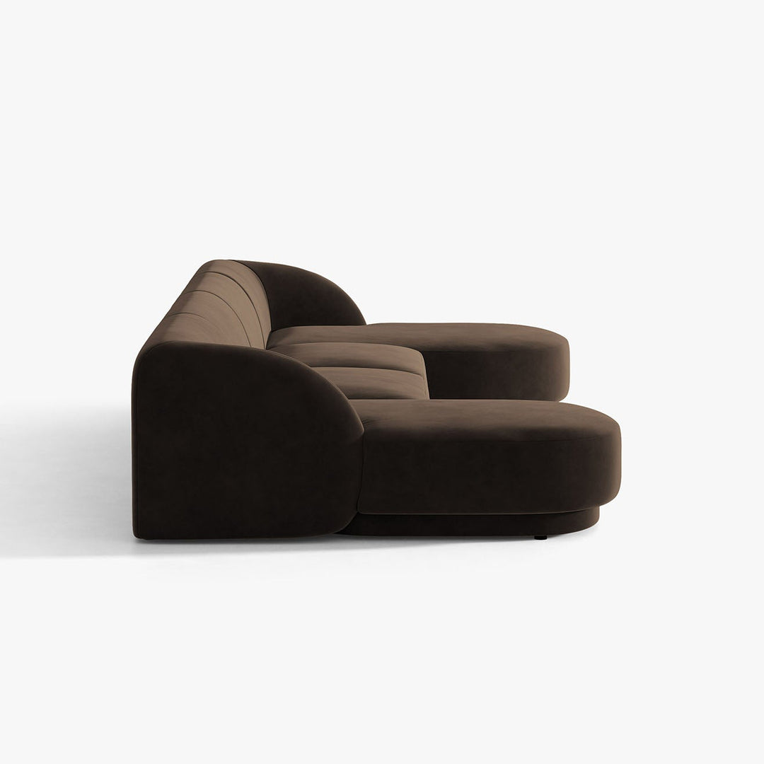Canapé d'angle MICADONI Miley 4 places velours marron foncé