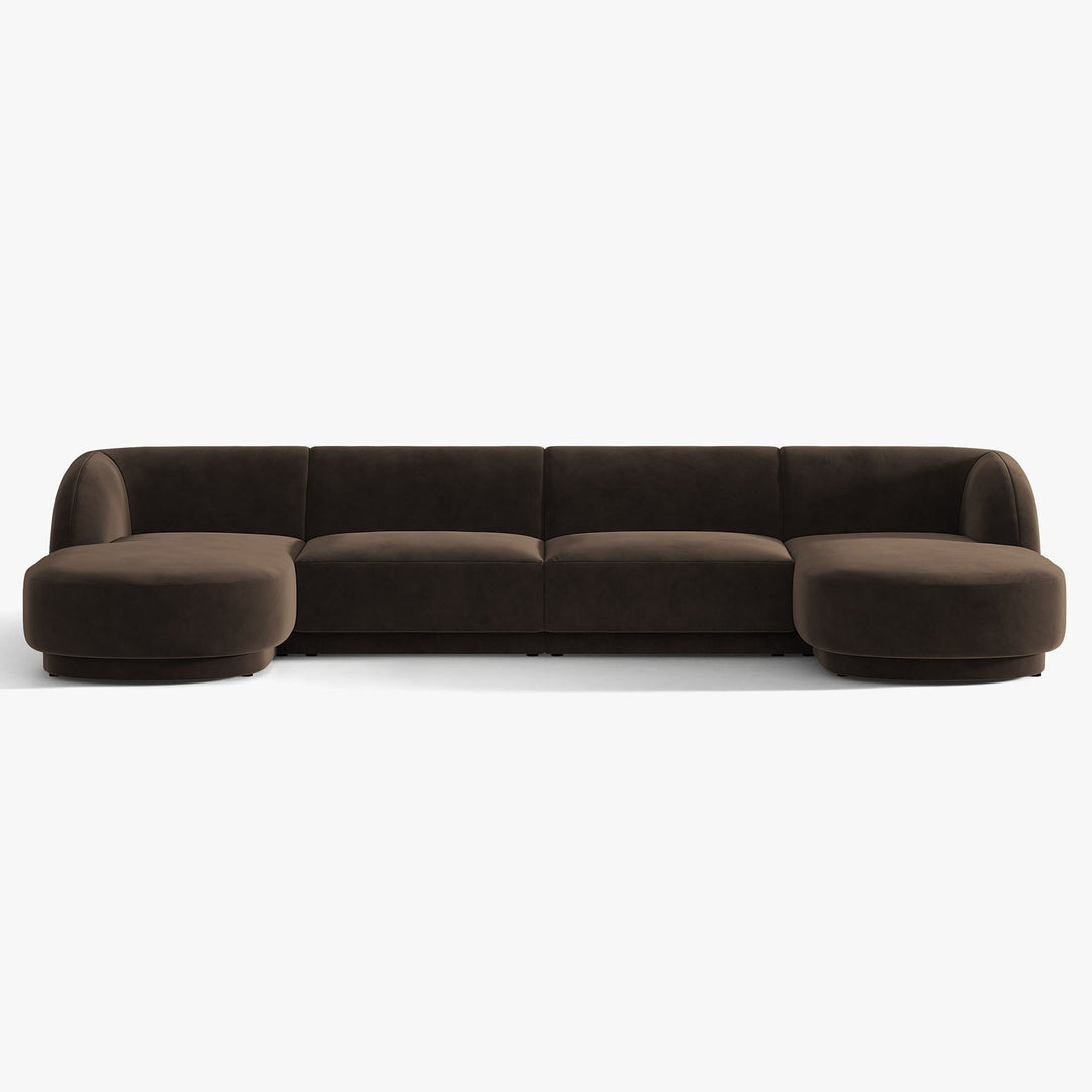 Canapé d'angle MICADONI Miley 4 places velours marron foncé