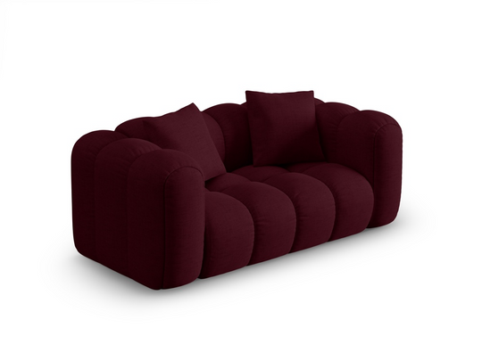 Canapé 2 places ELISE tissu bordeaux
