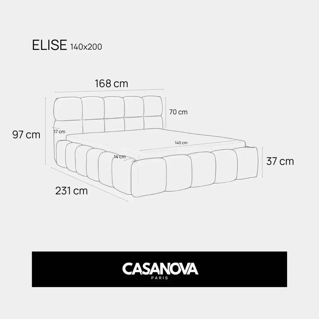Lit coffre CASANOVA Elise en tissu bouclette rose 140x200cm — photo produit