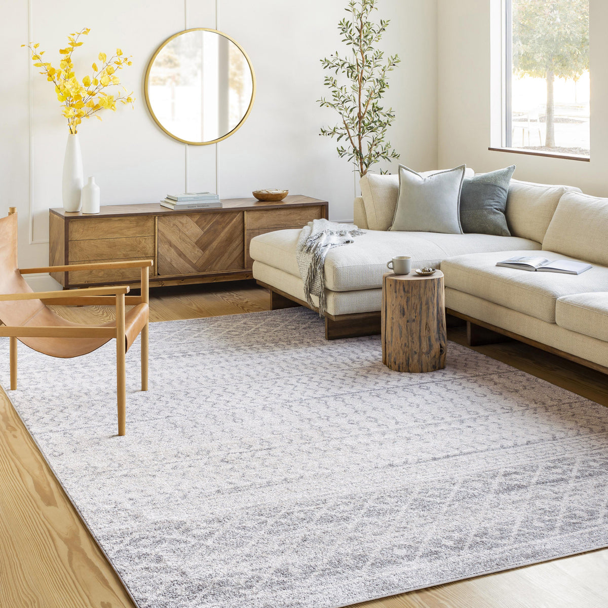 Tapis SURYA Nice scandinave, motif géométrique losanges gris et blanc, vue 8