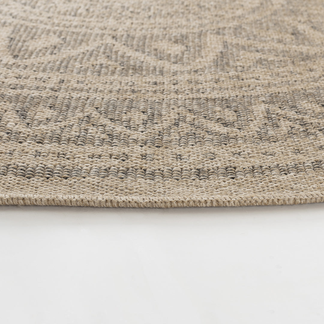 Tapis Rond Extérieur/Intérieur Aspect Jute Beige/Noir Lee