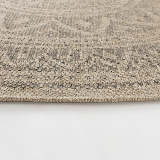 Tapis Rond Extérieur/Intérieur Aspect Jute Beige/Noir Lee