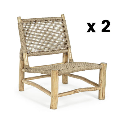 Ensemble de jardin LES TENDANCES Landry en bois naturel avec 1 canapé et 2 fauteuils