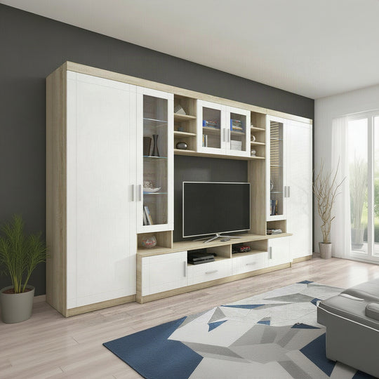 Ensemble de salon MOBILIER 1  Bacces (Sonoma chêne + Blanc) — photo produit