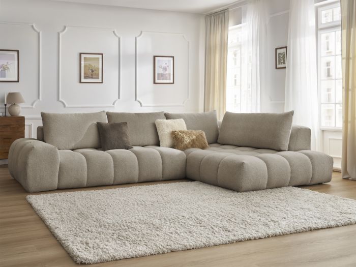 Canapé d'angle BOBOCHIC EVEREST Tissu Chiné Taupe — photo produit