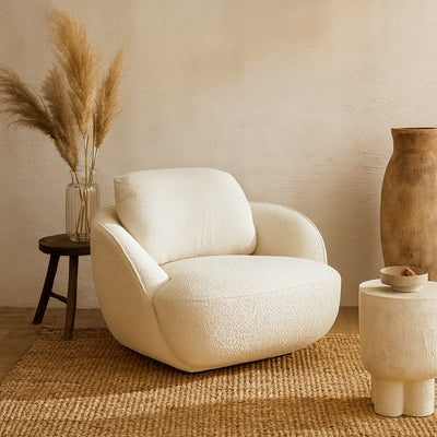 Fauteuil boule XL tissu bouclette, Alpine AM.PM