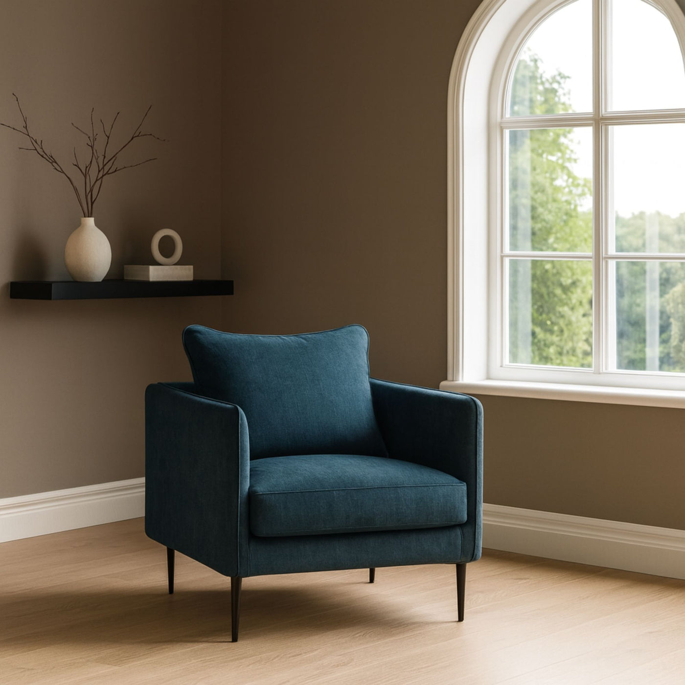 Fauteuil CAMIF Olympe en velours Bleu Marine