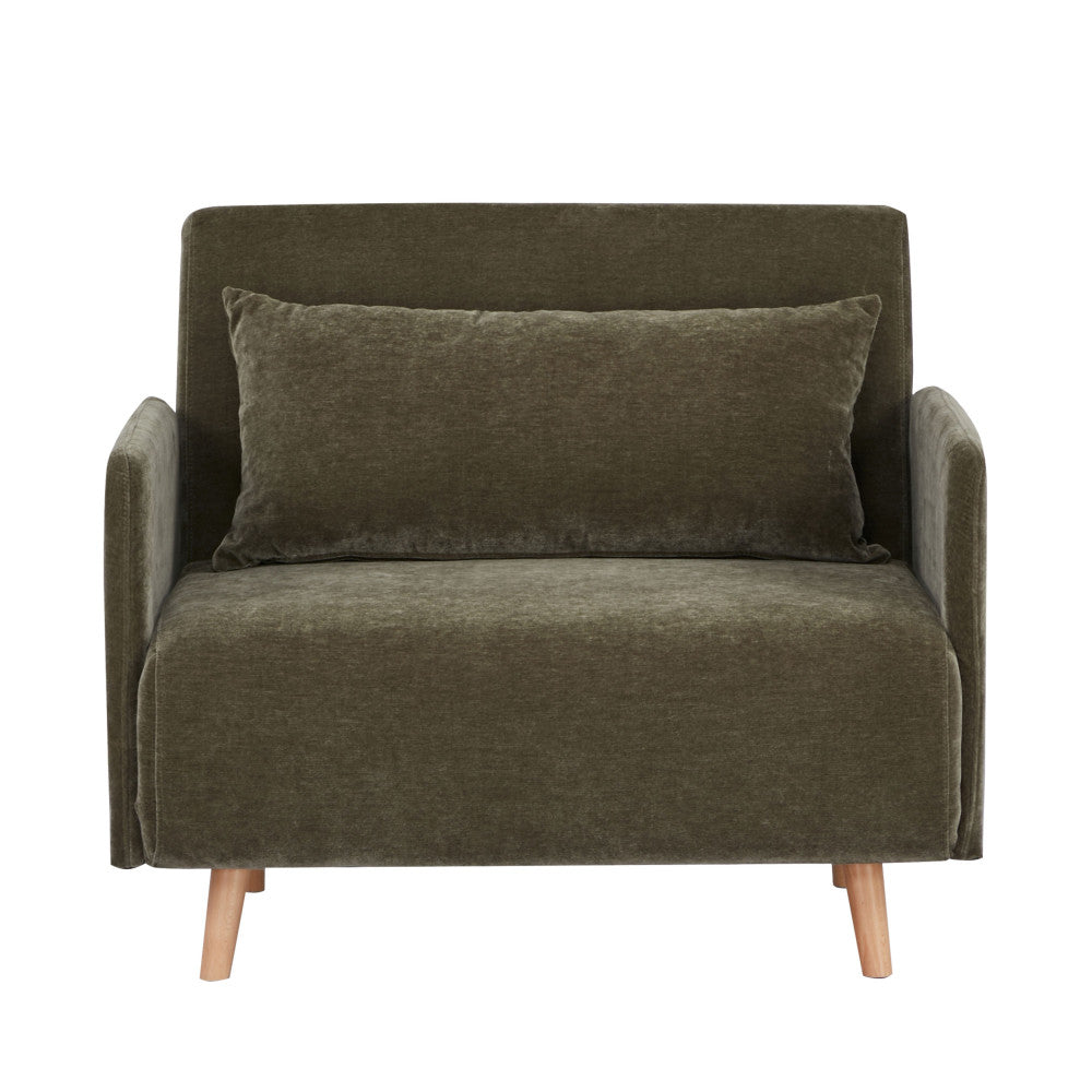 Fauteuil BELUSHI convertible en tissu chenille vert Kaki Drawer
